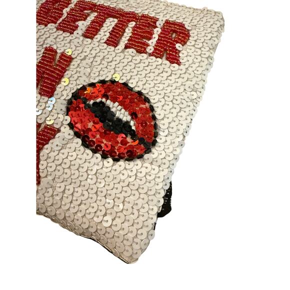 House of MUA MUA Sequin Clutch Wristlet Hand Embroidered Designer Italian Bag - Picture 13 of 16